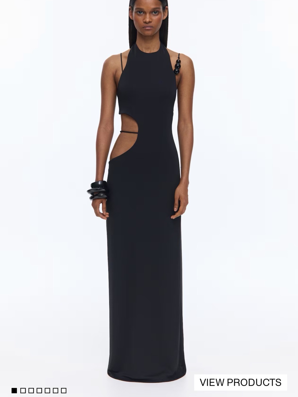 H&M Black Cutout Halter Maxi Dress